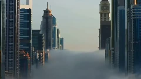 Dubai city from above the clouds rare video