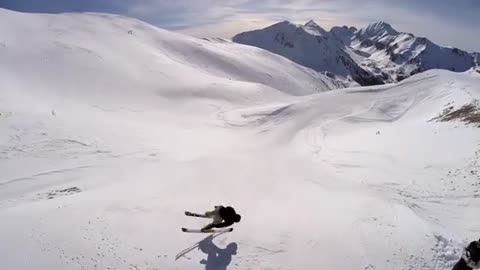 Double ski launch gopro friend fail