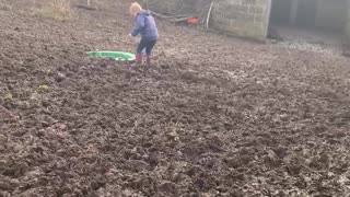 Little one stuck in the mud!