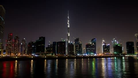 Dubai city skyscrapers at night