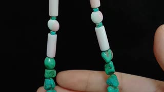 Natural turquoise and pretty pearl beads Princess spiny oyster necklace high quality Genuine 06