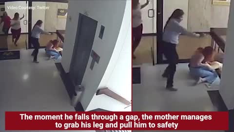 MUST WATCH!! Mom saves toddler from falling off building stairwell