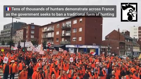 Mont de Marsan,France: Orange Clad Hunters and Farmers Protest Vaccine Passport&Mandates Sept. 18, 2021