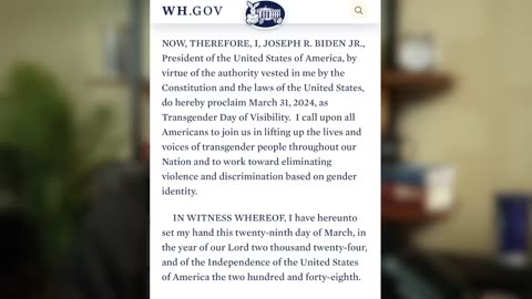 Biden declars Easter as Trans Day of Visibility?