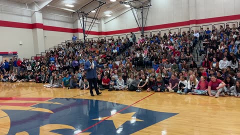 Patriotic 'U-S-A' Chants Erupt at Nick Adams FLAG School Visit