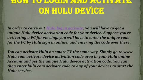 How to login and activate on Hulu Device