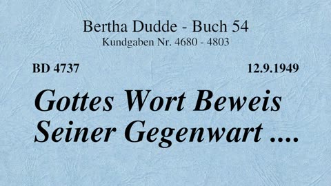 BD 4737 - GOTTES WORT BEWEIS SEINER GEGENWART ....