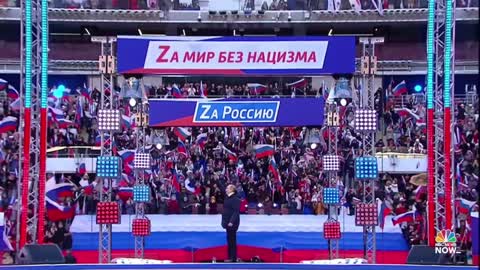 Putin speaks to MASSIVE flag waving crowd of Russians.