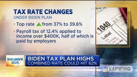 Top Tax Rate Under Biden Plan Will Surpass 62% for Some