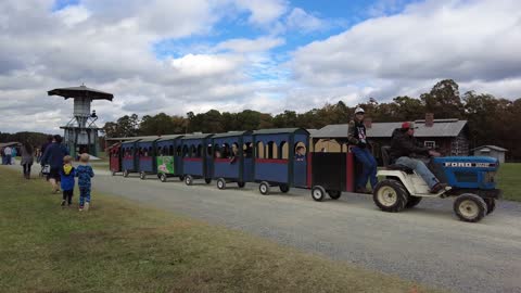 Lawn Mower Train At Denton FarmPark Fall Festival