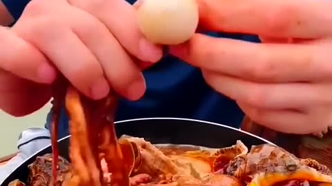 Chinese Fisherman Eating Seafood