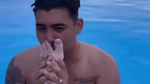 Feet kisses in pool
