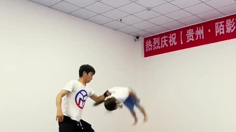 Teenager practicing gymnastics