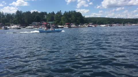 Boat car on lake