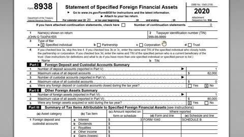 How to Complete IRS Form 8938 For Specified Foreign Financial Assets