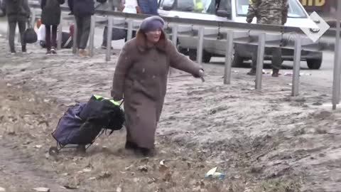 moment russian strikes hit civilian escape route in Irpin, ukraine