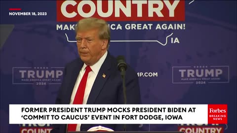 MOMENTS AGO- Trump Does Impression Of Biden Having Trouble Getting Off Stage During Iowa Speech