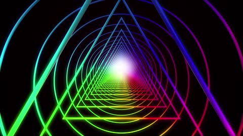 4K Neon Tunnel Colorful Rings