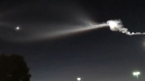 Rocket Launch Causes Glowing Plume in Night Sky