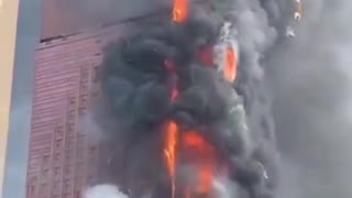 Massive fire engulfs skyscraper in China's Changsha