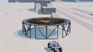 Batmobile and Fun Cars Synchronized Jumping on Trampoline! BeamNG