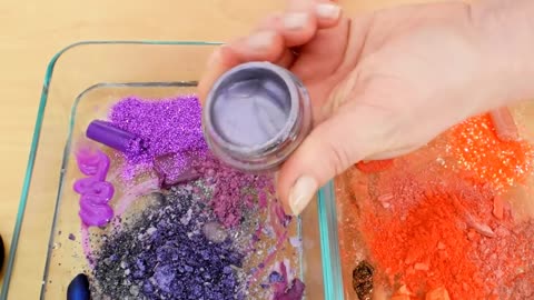 Mixing Makeup Eyeshadow Into Slime! Purple vs Orange Special Series Part 55 Sati