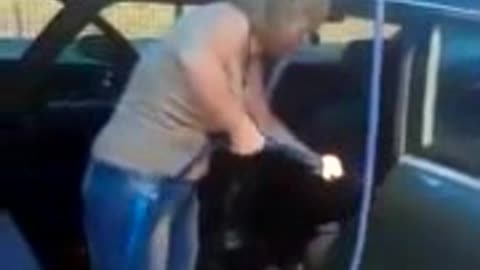 Woman and car wash
