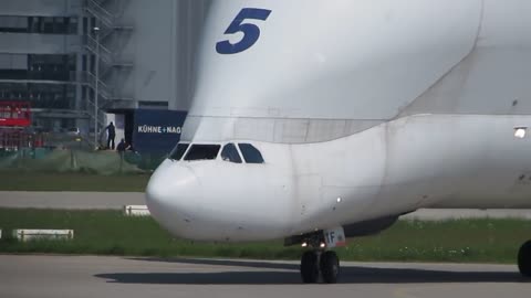Airbus Beluga landing and takeoff at Finkenwerder, EDHI-15