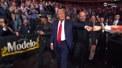 Crowd Goes Wild as Donald Trump, Tucker Carlson, Kid Rock, Dana White, and Don Jr. Enters the UFC295