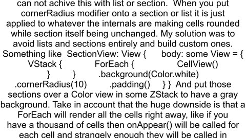 Rounded corners in swiftui list sections