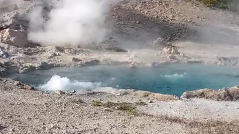 Geyser Bubbles Away on Hot Summer Day