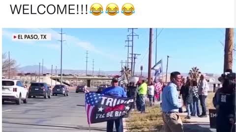 Protestors gather during Biden's border visit