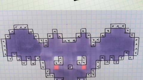 how to Draw Kawaii Bat - Hello Pixel Art by Garbi KW #shorts