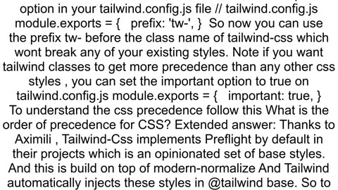 Tailwind CSS breaking existing styles