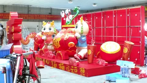 Full installation of the 2024 Chinese #Lunarnewyear decoration #lantern lights #Hoyechi #Dragon