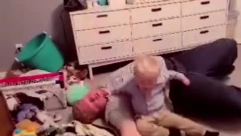 Child vs his father fighting