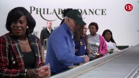 Biden volunteers at Pennsylvania hunger relief organization to mark MLK holiday