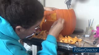 Carving crosses into pumpkin part2