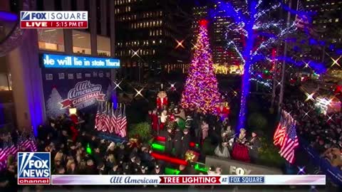 Fox News lights a new Christmas tree after a man set their original one on fire