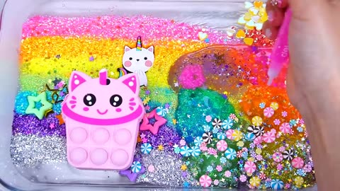 CAT Rainbow Slime Mixing Random cute