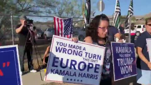 Protesters Outside The Border Station In El Paso Greet Kamala Harris