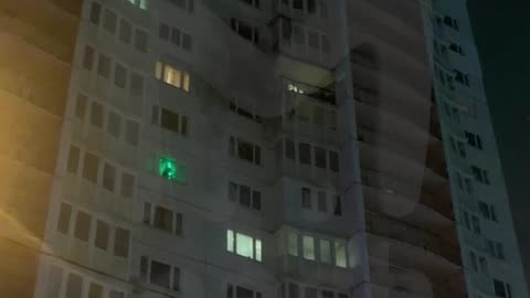 RU POV: 26-11-2023: Ukrainian UAV Drone flew into multi-storey building in Tula after being downed.