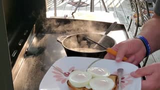 Poached eggs on the Blackstone griddle