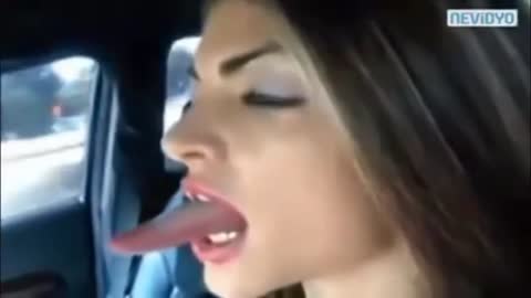 The longest tongue woman in the world