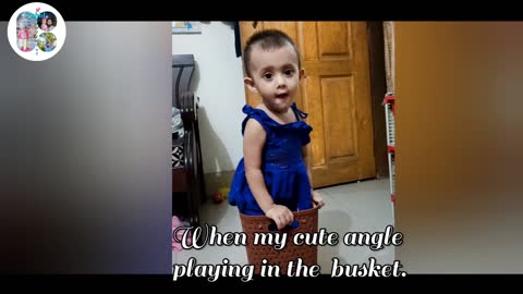 Cute angel Playing in the Busket