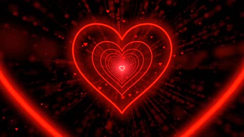 765. Heart Tunnel Background❤️Red Neon Heart Background Heart Heart