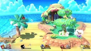 Link Vs Mr Game and Watch Vs Falco Vs Samus Vs Pichu on Tortimer Island (Super Smash Bros Ultimate)