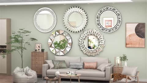 Hasipu Wall Mirrors Decorative, 32'' Beveled Edge Frameless Wall Mount Round Mirror Decor for Living