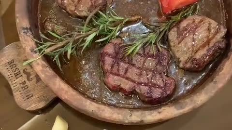 beef kabob with tsakhton sauce and