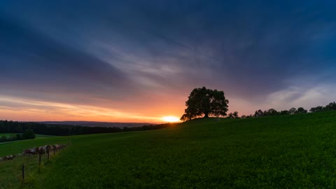 Beautiful farm at dusk